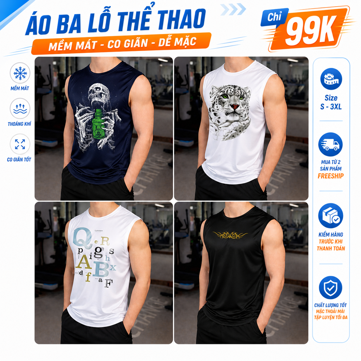 Banner áo ba lỗ MODOVN form thể thao mát lạnh